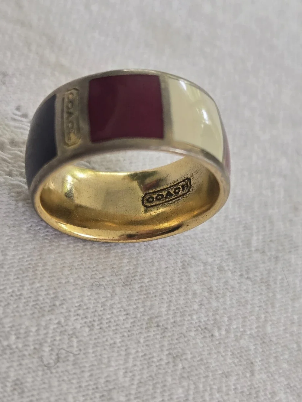 Coach Colorblock Enamel Dome Ring in Olive, Pink, Navy, Burgundy ~Size 8.5